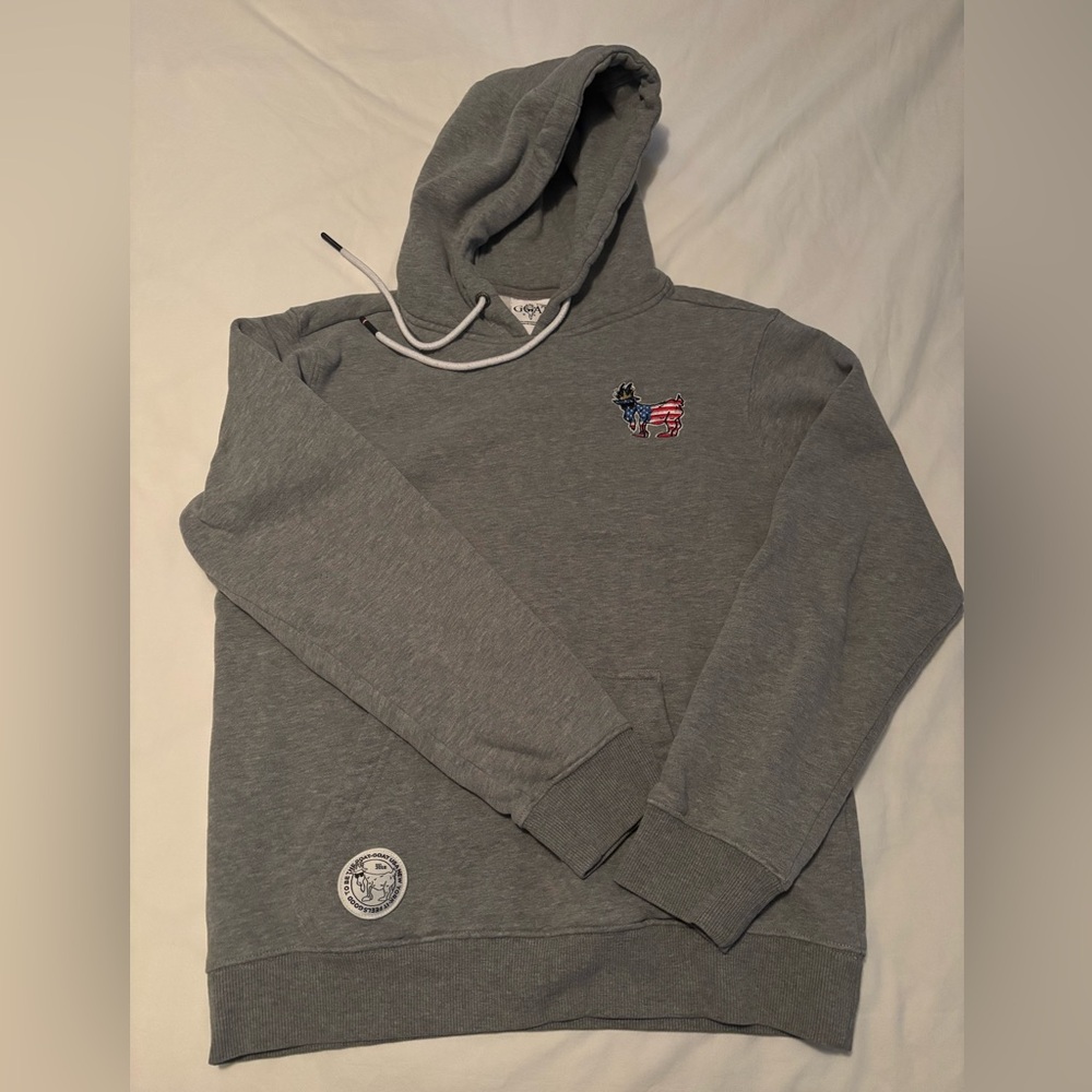 Goat USA Gray Men's Hoodie with Flag Patch